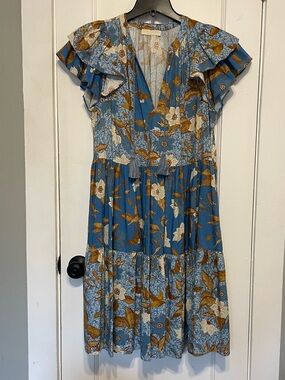Ulla Johnson Blue Floral Ruffle Sleeve Women’s Dress. Size 6. Never worn